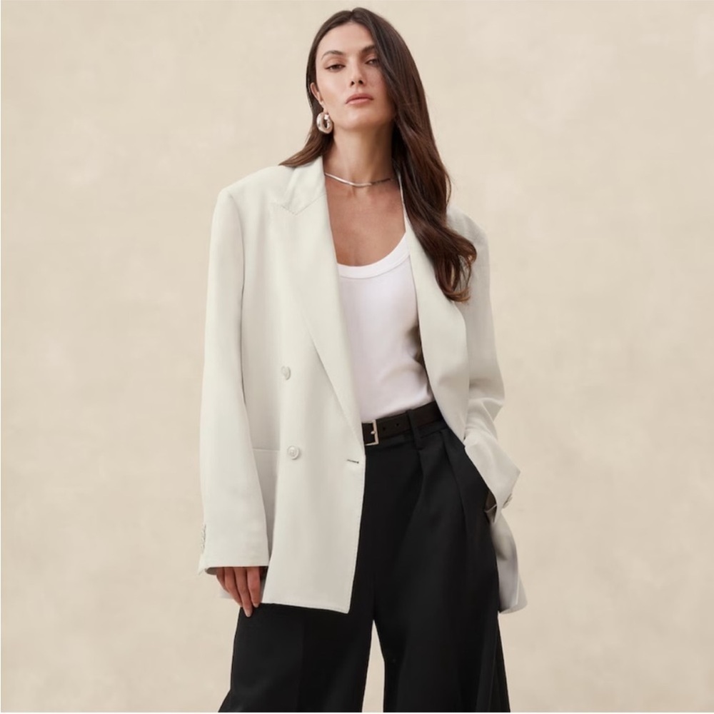 Banana Republic Alix Oversized Italian Satin Blazer Size 10